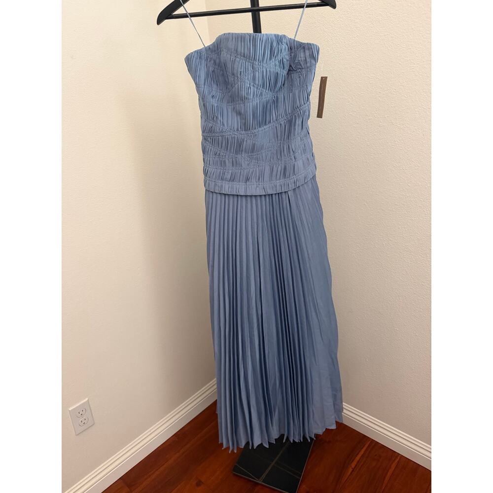 New O.P.T Ada blue strapless maxi dress $247 sz 6 - Picture 5 of 6